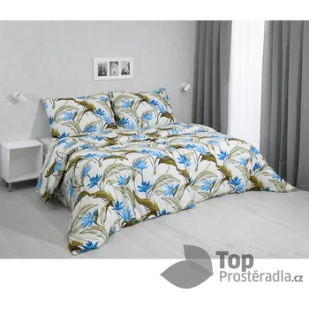 Povlečení Bavlněné povlečení 140x200+70x90 Tropical flowers blue