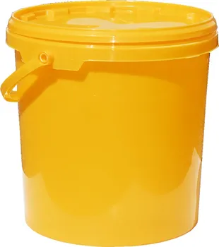 Nádoba na med s víkem plastová 14 kg žlutá 26 x 26 x 26,5 cm