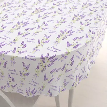 ubrus Bavlněný oválný ubrus Sandra SA-294 Velké snítky levandulí na bílém 100x140 cm
