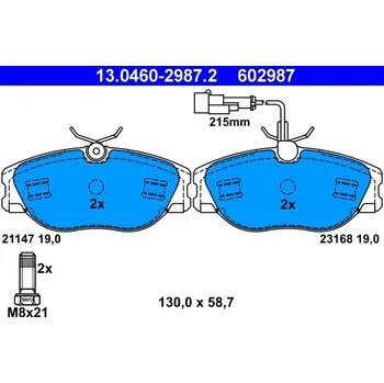 Brzdová destička Sada brzdových destiček, kotoučová brzda ATE 13.0460-2987.2