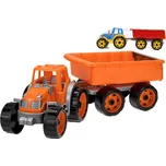 Traktor s vlekem plast 53cm na volný chod 2 barvy v síťce