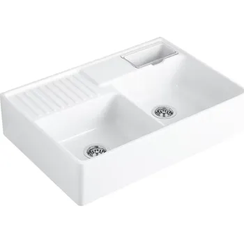 Keramický dřez Modulový dřez Villeroy &amp; Boch Double-bowl sink 90 cm, White Alpin, Excentr ne