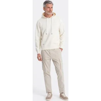 Pánská mikina Pánská mikina klokanka s kapucí krémová