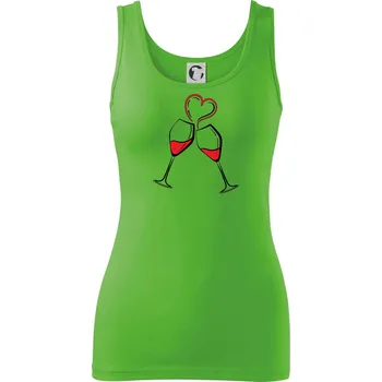 Dámské oblečení Víno je láska jednoduchý nákres - Dámské tílko - M ( Apple Green )