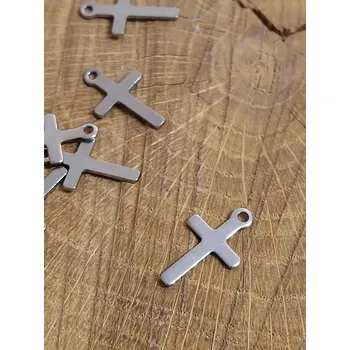 Přívěsek Přívěsek křížek 10x16 mm barva platina