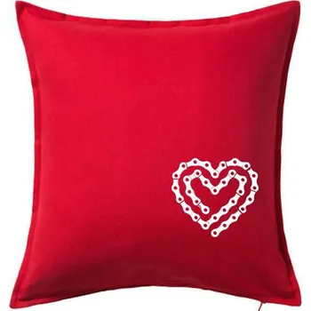 Polštář Cyklo srdce řetěz - Polštář 50x50 - 50x50 - Pouze potah ( Červená )