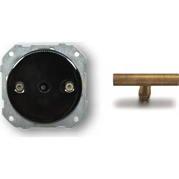 vypínač FONTINI by Font Barcelona Porcelánový vypínač LOW černý/klička stařená mosaz Řazení vypínačů: Vypínač č. 6 – schodišťový - pro ovládání ze 2 míst 34 308 27 30