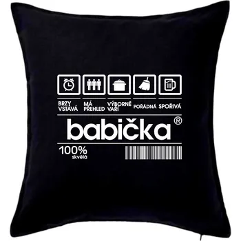 Polštář Čárový kód babička - Polštář 50x50 - 50x50 - Pouze potah ( Černá )