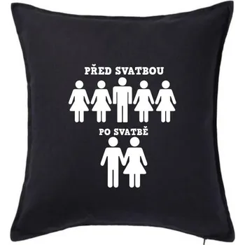 Polštář Před a po svatba - Polštář 50x50 - 50x50 - Pouze potah ( Černá )
