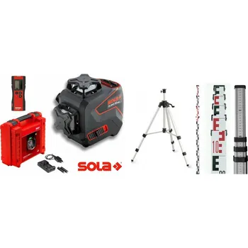 Měřící laser SOLA - Plano 3D green + přijímač + stativ s klikou + lať 2,5m