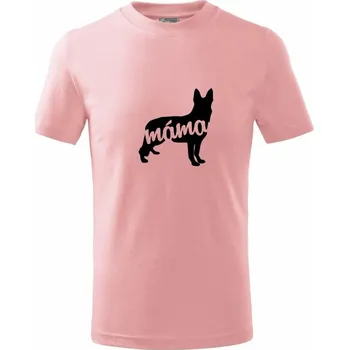 Německý ovčák máma obrys - Tričko dětské bavlněné - 134 cm/8 let ( Růžová )