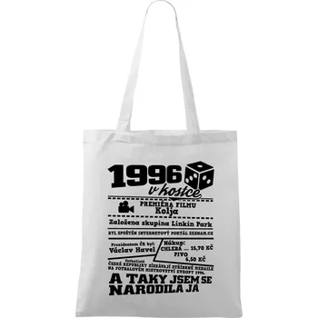 Nákupní taška 1996 v kostce - Taška bavlněná - 42 x 38 cm ( Bílá )