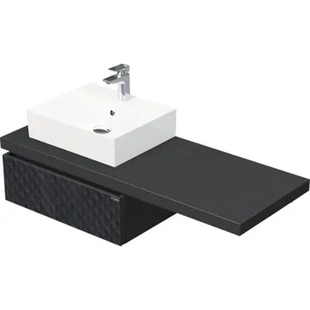 Koupelnový nábytek Koupelnová skříňka s umyvadlem Intedoor DESK 3D černá matná 130,5 x 44,4 x 50,2 cm DE 54 3D 130 L STORM 1Z U129