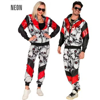 Karnevalový kostým Unisex šusťákovka z 80. a 90. let s lebkami - XXL
