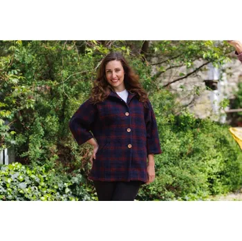 Dámský kabát Wooline Pončo Agáta s kapucí, 100% ovčí vlna ruční výroba