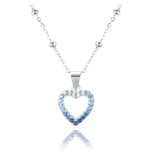 2153 MINET Stříbrný náhrdelník srdce se zirkony v modrých odstínech