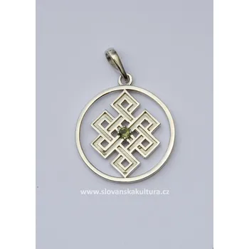 Přívěsek Stříbrný přívěšek s vltavínem - Karma Rhodiování: Rhodiovaný