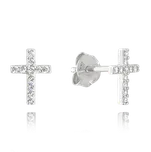 1508 MINET Stříbrné náušnice drobné KŘÍŽKY se zirkony