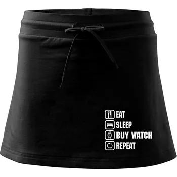 Dámská sukně Eat sleep buy watch reapeat - Sportovní sukně - two in one - XL ( Černá )