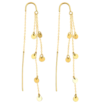 Náušnice 1096 MINET Pozlacené stříbrné protahovací visací náušnice s drobnými přívěsky