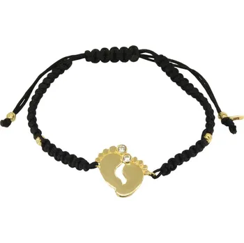 Náramek sZlato.cz 0005 Černý provázkový náramek s prvky žlutého zlata Délka: 14 - 22 cm, Váha: 1,38g