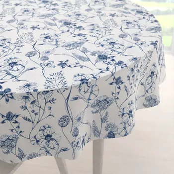 ubrus Dekorační kulatý ubrus PML-060 Modré luční kvítí na bílém Ø 100 cm