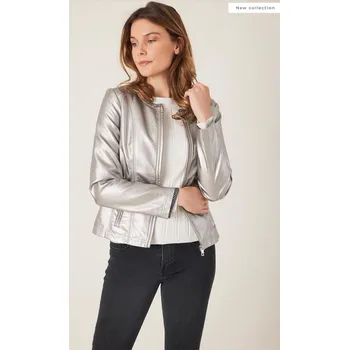 Koženková bunda Escandelle Paris 3188 barva: stříbrná, velikost: M