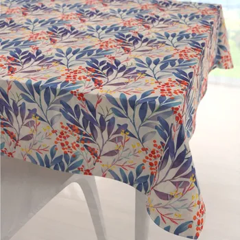 ubrus Dekorační čtvercový ubrus PML-067 Modré listy na krémovém 40x40 cm