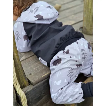 Dívčí kalhoty Yháček Softshellové kalhoty Yháček, letní, Lesní zvěř na šedé Velikost: 104