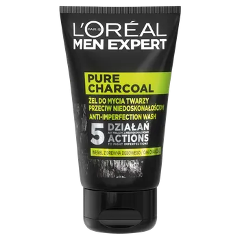 Čistící gel L'Oréal Paris Men Expert Pure Charcoal ochranný čisticí gel proti nedokonalostem pro muže, 100 ml