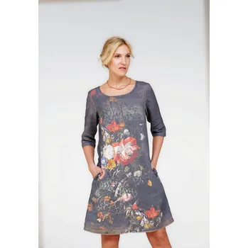 Dámské šaty Lněné 100% Lněné šaty Rachel Ruysch Růže a ostatní květiny Velikost: EU 42