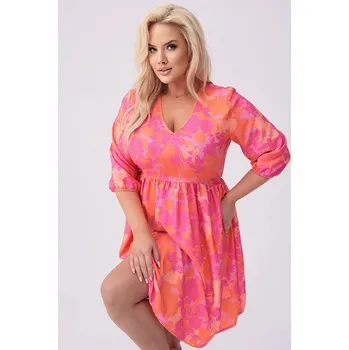 Dámské šaty Růžovo-oranžové dámské letní květované šaty Moon, odstíny růžové XXL (44) i392_24042-48