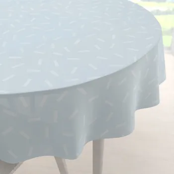 ubrus Dekorační kulatý ubrus PM-063 Konfety na pastelově modrošedém Ø 100 cm