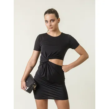 Dámské šaty BudesIN Černé šaty Sandra s průřezem