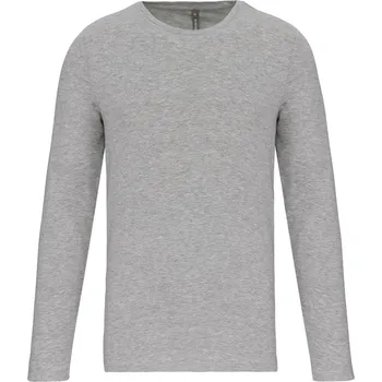 Pánské oblečení KARIBAN Pánské slim triko s dlouhým rukávem K3016 Barva: Šedý melír světlý, Velikost: M