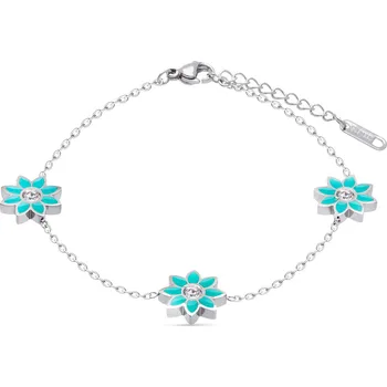 Náramek biju Náramek z chirurgické oceli s tyrkysovými květinami 2002557