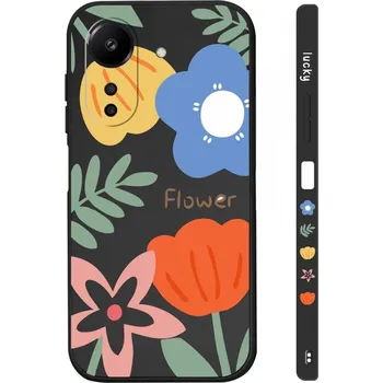 Pouzdro na mobilní telefon Kryt Design Xiaomi Redmi 13C Malované květy černý (obal neboli pouzdro na Xiaomi Redmi 13C)
