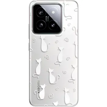 Pouzdro na mobilní telefon Odolné silikonové pouzdro iSaprio - Cat pattern 05 - white - Xiaomi 14