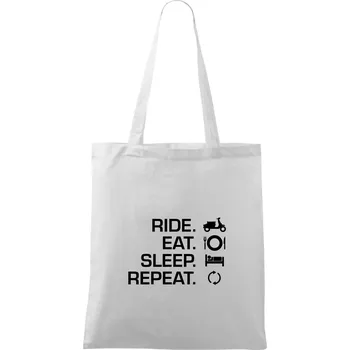 Ride Eat Sleep Repeat moto skútr - Taška bavlněná - 42 x 38 cm ( Bílá )