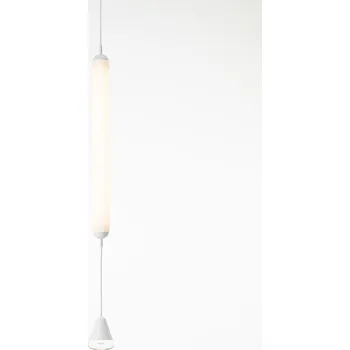 Brokis Závěsné svítidlo Puro Single Vertikal 800, PC1014 Barva skla: Triplex opál, Povrchová úprava baldachýnu: sklo - bílý, Barva montury: kov - bílý matný komaxit
