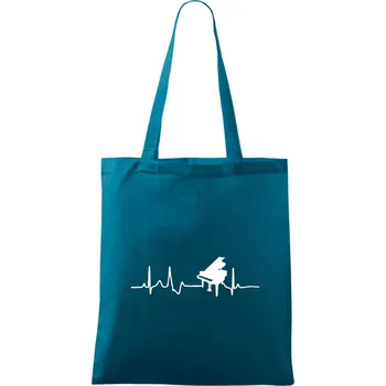 Piano ekg - křídlo - Taška bavlněná - 42 x 38 cm ( Petrolejová )