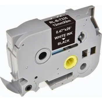 Pásek do tiskárny Kompatibilní páska pro tiskárnu štítků, pro Brother, TZE-335, bílý tisk/černá podložka, laminovaná, 8 m, 12 mm