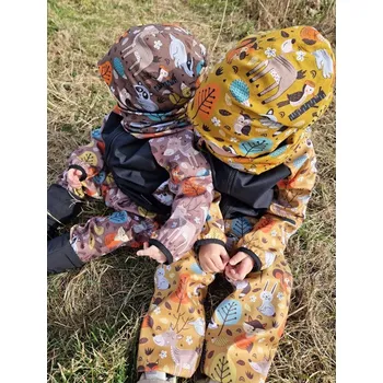 Dívčí kalhoty Yháček Softshellové kalhoty Yháček, letní, Lesní zvířátka okr Velikost: 98