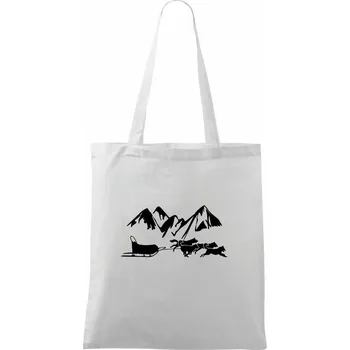 Psí spřežení hory - Taška bavlněná - 42 x 38 cm ( Bílá )