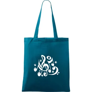 Noty a hvězdy - Taška bavlněná - 42 x 38 cm ( Petrolejová )