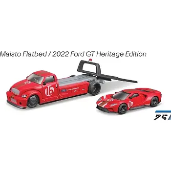 autíčko Maisto Flatbed/Ford GT Heritage Edition 2022 (sběratelský model, určeno pouze k vystavení)