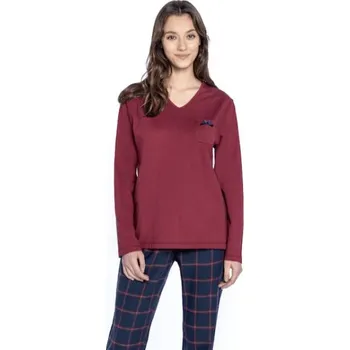Dámská móda Soft Cotton GUASCH Dámské pyžamo EMILIA L Bordó GUASCH Dámské pyžamo EMILIA L Bordó - 8431204658209