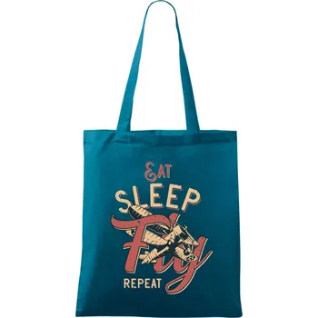 Eat Sleep Fly Repeat letadlo - Taška bavlněná - 42 x 38 cm ( Petrolejová )