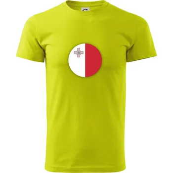 Vlajka Malta kulatá velká - Klasické pánské triko vyšší gramáže - S ( Limetková )