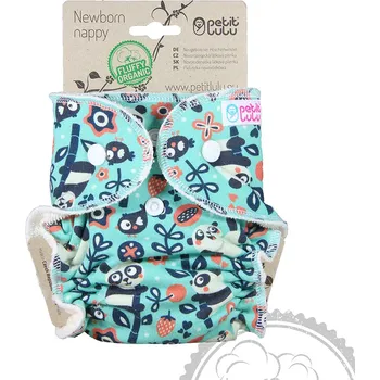 látková plena Petit Lulu novorozenecká kalhotková plena Fluffy organic - Mlsné pandy
